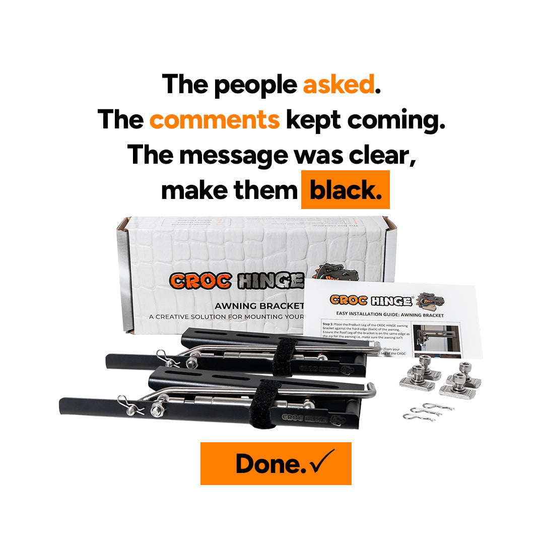 Croc Hinge Awning Brackets X 3 - Black